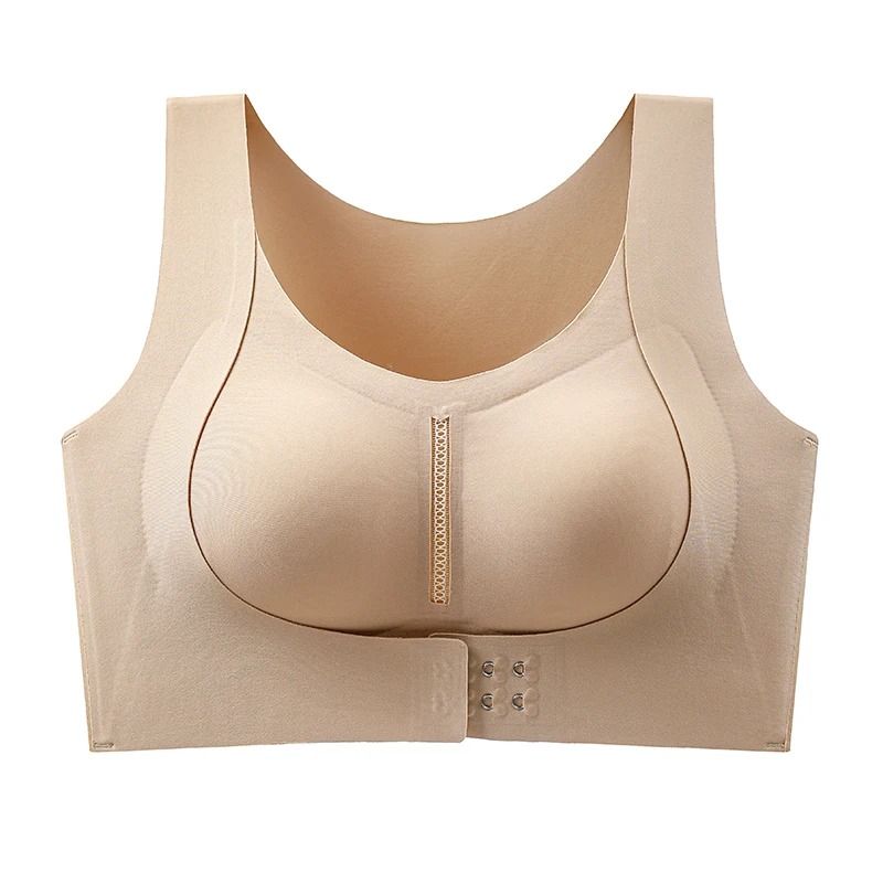 CAITING Seamless Posture Correction Bra Wireless Front Closure Cross Back 5