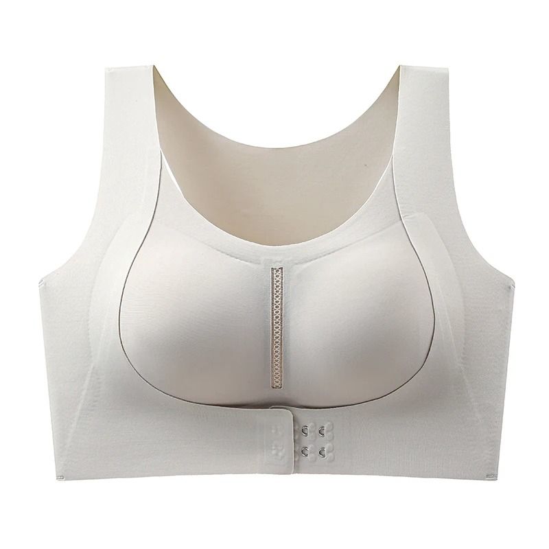 CAITING Seamless Posture Correction Bra Wireless Front Closure Cross Back 3