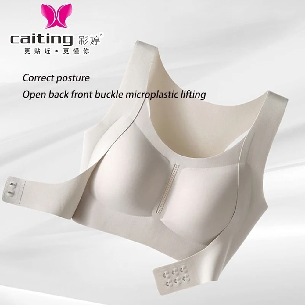 CAITING Seamless Posture Correction Bra Wireless Front Closure Cross Back 7