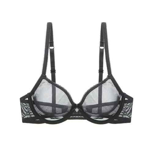Varsbaby Breathable Sheer Mesh Underwire Bra Ultra Thin Mesh Underwire Bra Ultra Thin Unlined Comfort Bra for CDE Cups