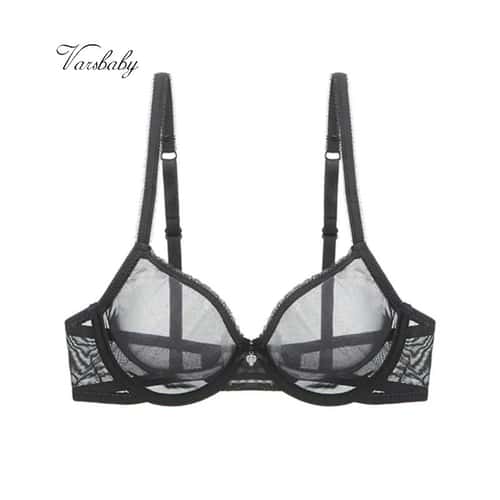 Varsbaby Sheer Mesh Underwire Bra Ultra Thin Unlined CDE Cup
