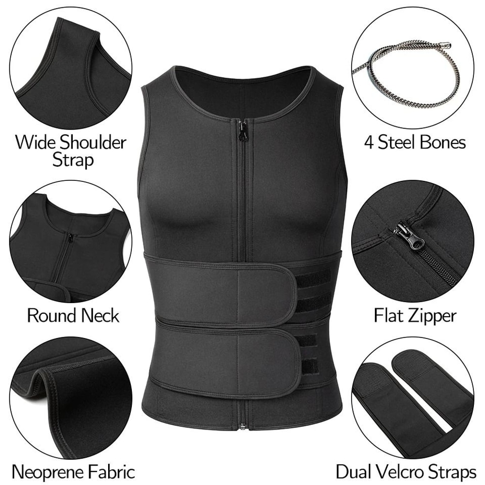 ThermoFit Mens Sauna Suit Vest Body Shaper Waist Trainer 7