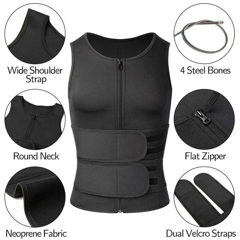 ThermoFit Mens Sauna Suit Vest Body Shaper Waist Trainer 7