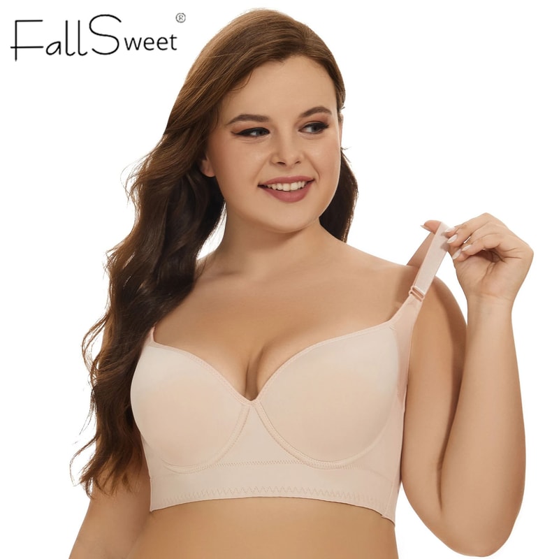 FallSweet Plus Size Push Up Bra Deep Cup Smoothing Underwire 4