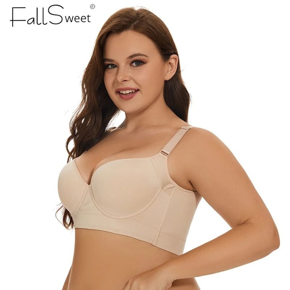 FallSweet Plus Size Push Up Bra Deep Cup Smoothing Underwire 5