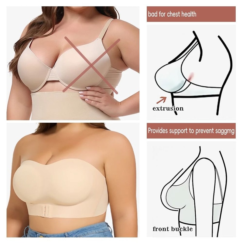 SmoothLift Strapless Padded Front Button Bra For Women 5