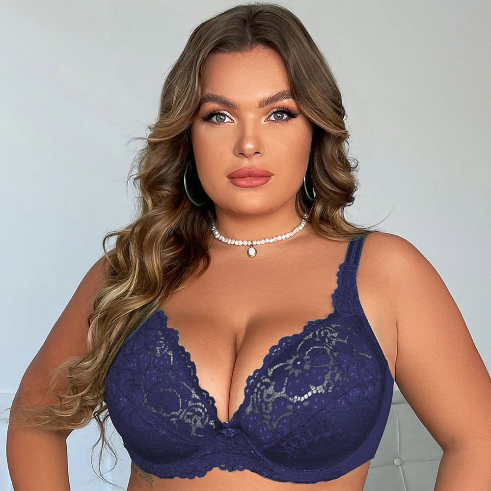 EleganceCurve Plus Size Lace Bra E Cup Underwire Support 6