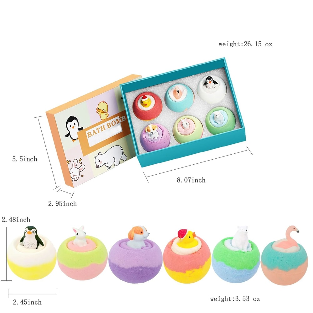 FunFizz Kids Bath Bombs With Surprise Toys 6 Pack Gift Set 2