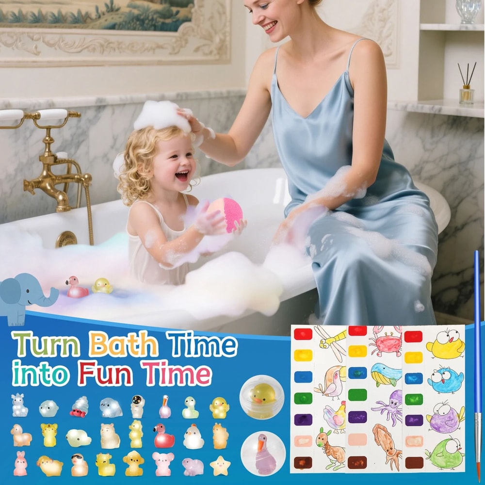 Glow Surprise Kids Bath Bomb Set 24 Pc Natural Organic Bath Fizzies With Toys Inside 2