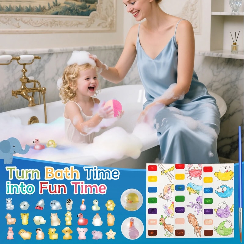 Glow Surprise Kids Bath Bomb Set 24 Pc Natural Organic Bath Fizzies With Toys Inside 2