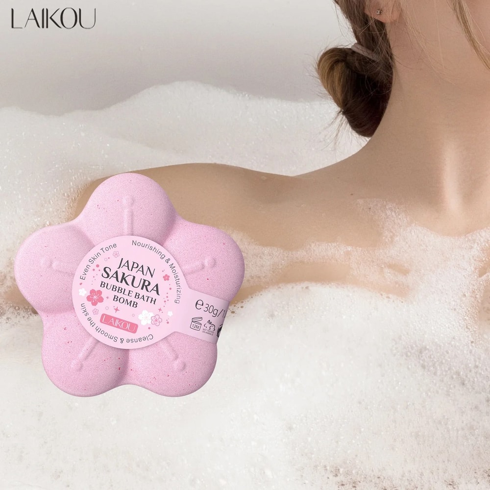 LAIKOU Japanese Sakura Bath Bomb Moisturizing Bubble Bath Salt 30g 4