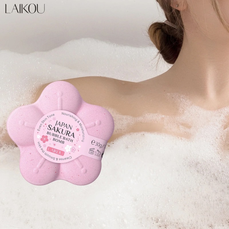LAIKOU Japanese Sakura Bath Bomb Moisturizing Bubble Bath Salt 30g 4