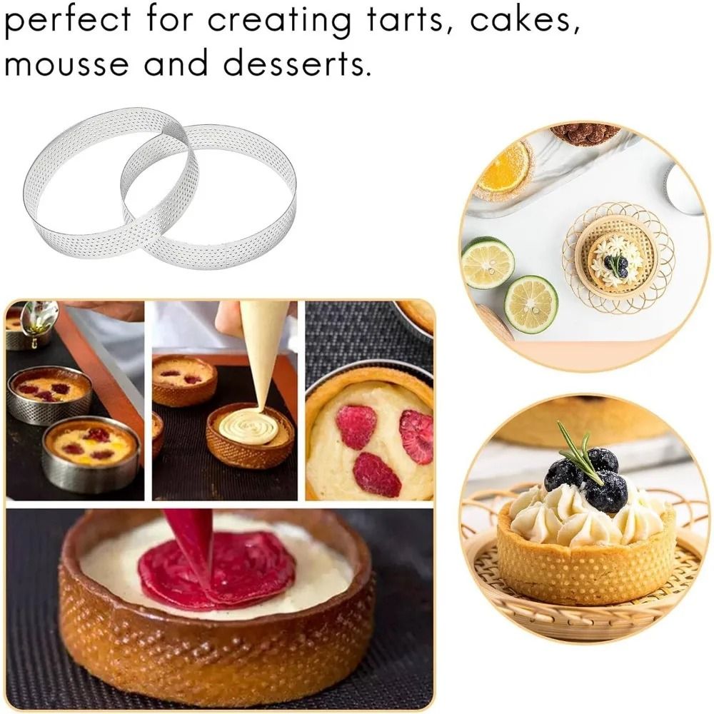 304 Stainless Steel Mousse Ring Cake Mold With Hole Bottom 8