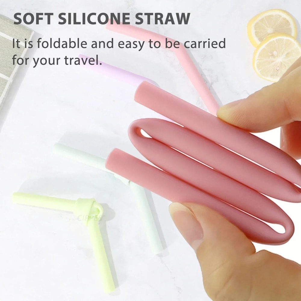 Reusable Colorful Silicone Straws Heat Resistant Bubble Tea Cup Accessories 5