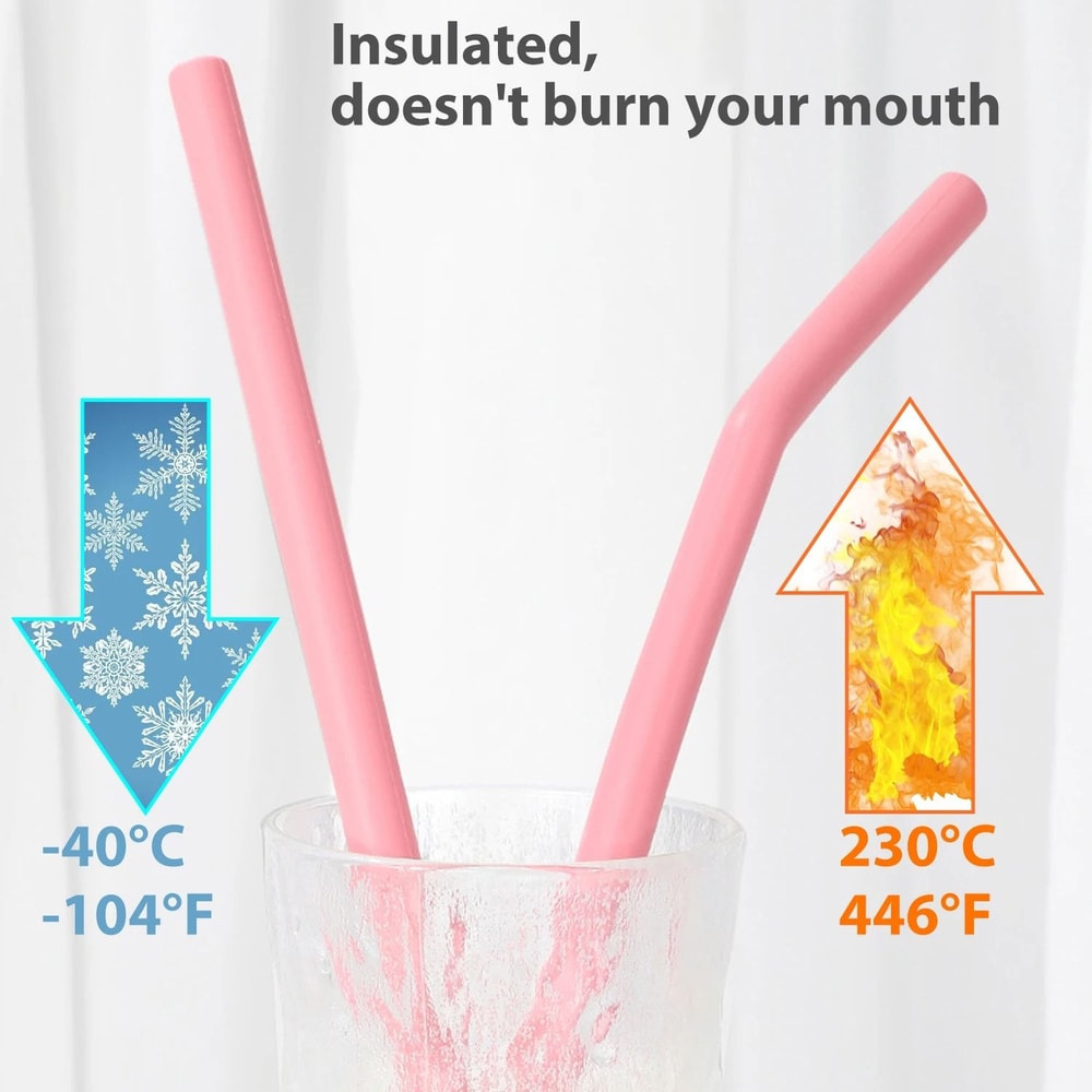 Reusable Colorful Silicone Straws Heat Resistant Bubble Tea Cup Accessories 8