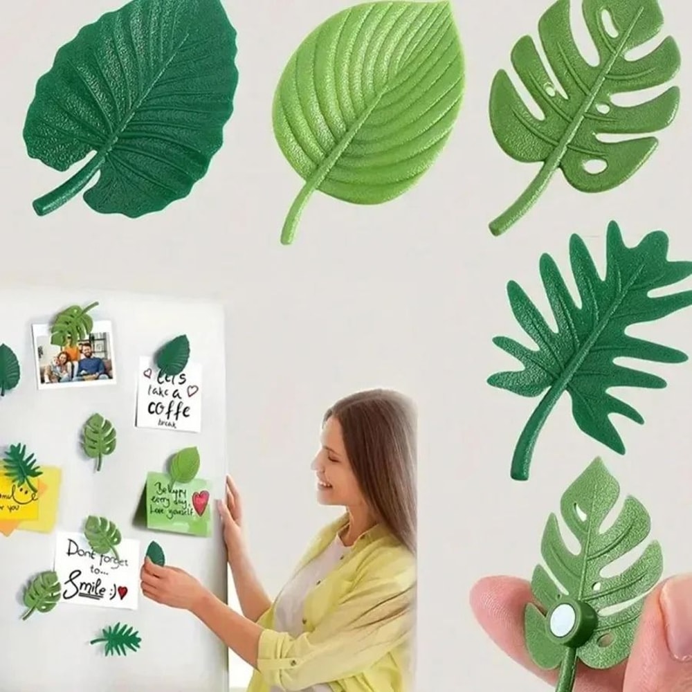 3D Plant Leaves Fridge Magnets Decorative Magnetic Patches For Home And Whiteboard 0