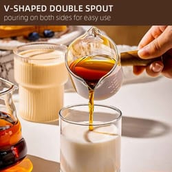 75ml glass espresso measuring cup with double spout and scale