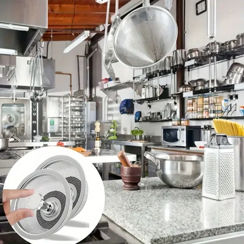 2 Set Stainless Steel Kitchen Sink Strainer With Handle And Stopper 4