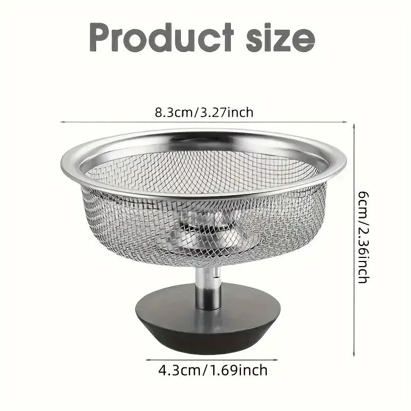 2 Set Stainless Steel Kitchen Sink Strainer With Handle And Stopper 5