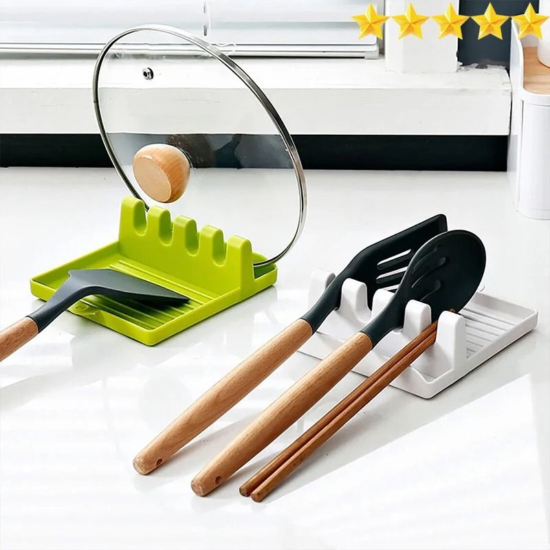 Multi Function Spatula And Pot Lid Rack Countertop Spoon Holder 0