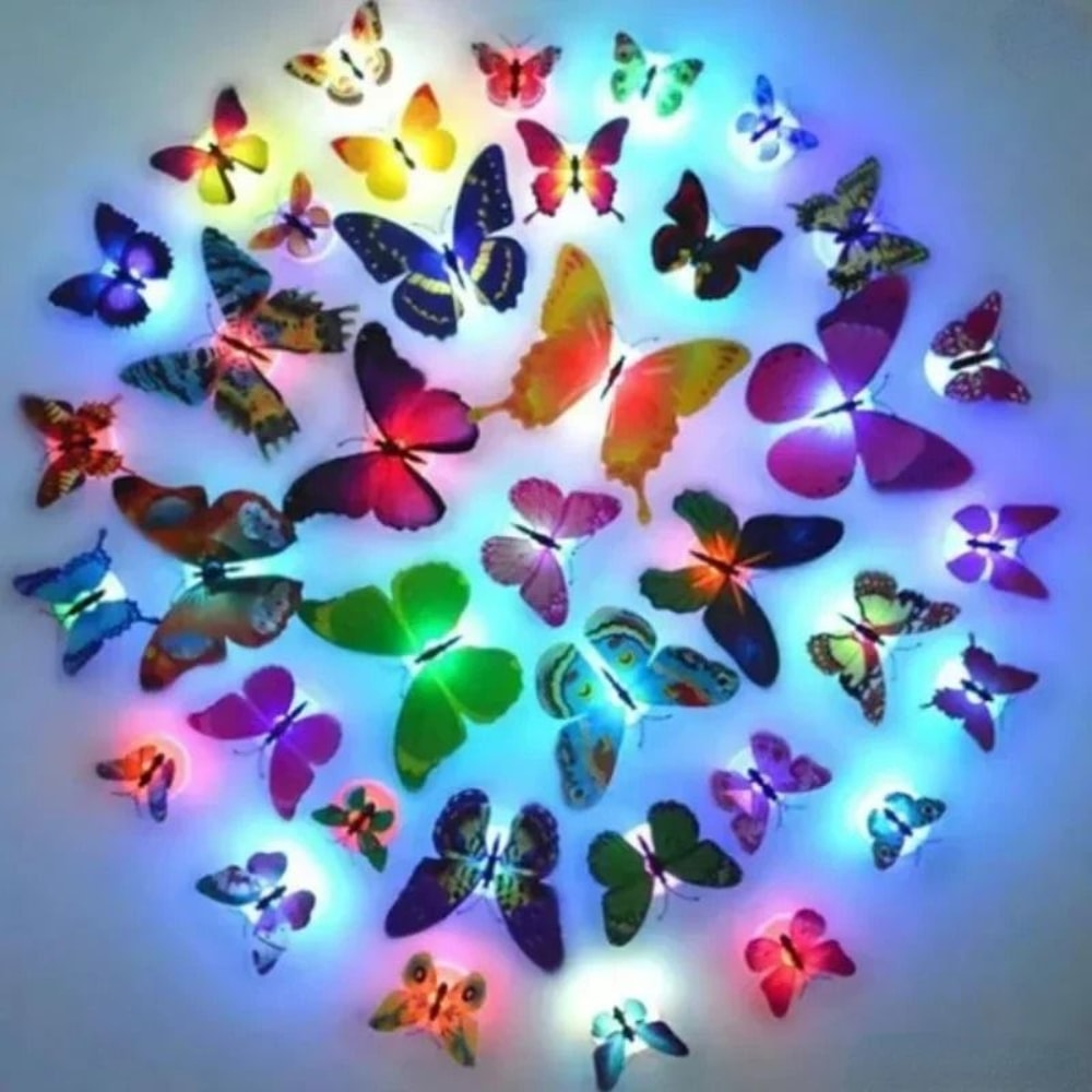 10 Piece 3D LED Butterfly Wall Light Stickers For Garden And Party Decor 3