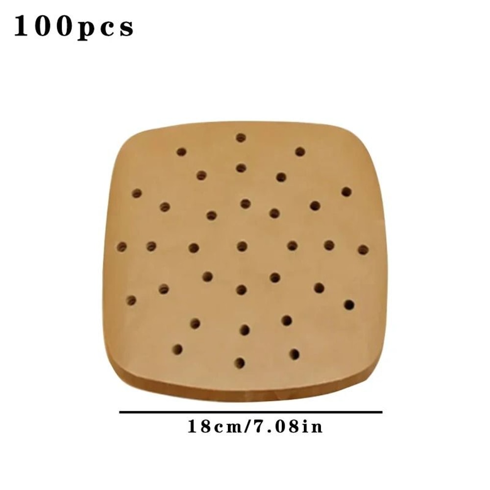 100 Piece Disposable Air Fryer Paper Liners Non Stick Oil Absorbing Baking Sheets 2