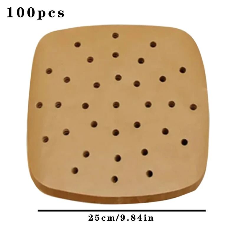 100 Piece Disposable Air Fryer Paper Liners Non Stick Oil Absorbing Baking Sheets 6