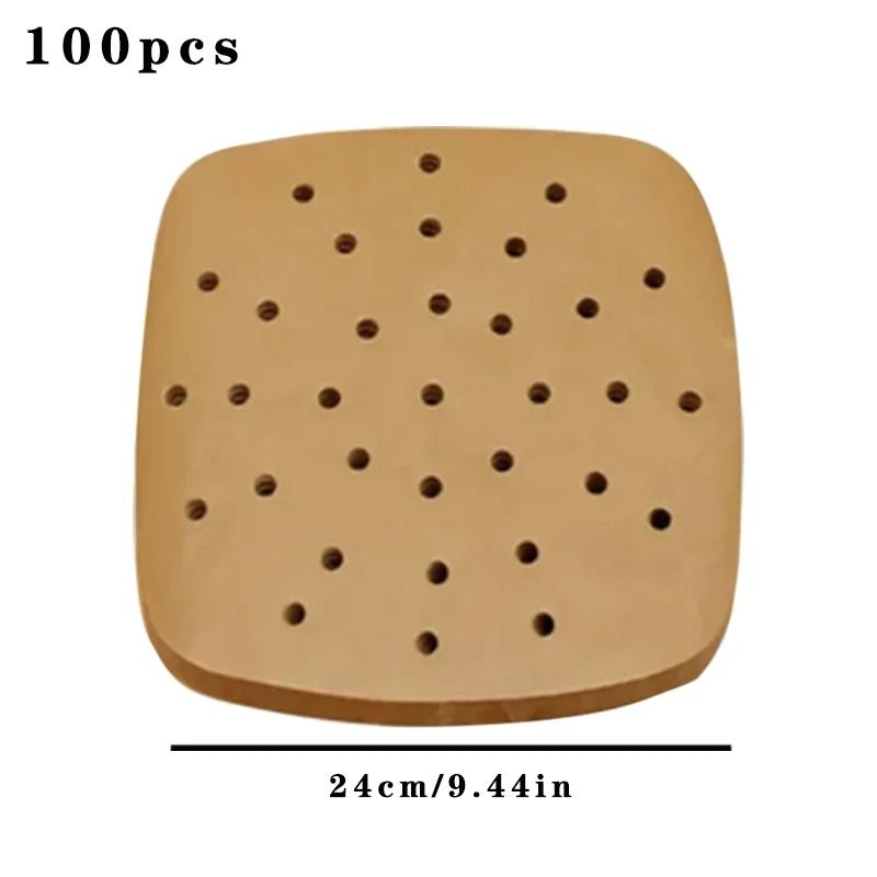 100 Piece Disposable Air Fryer Paper Liners Non Stick Oil Absorbing Baking Sheets 5