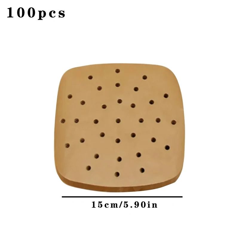 100 Piece Disposable Air Fryer Paper Liners Non Stick Oil Absorbing Baking Sheets 1