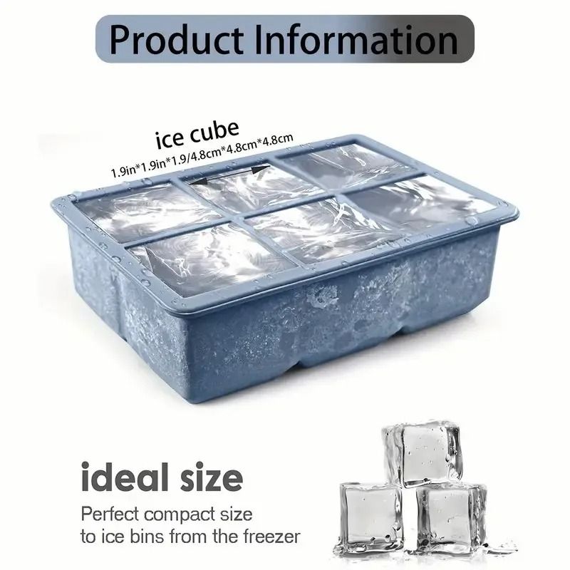 6 Cavity Silicone Ice Cube Tray With Lid Flexible Food Grade Mold 11