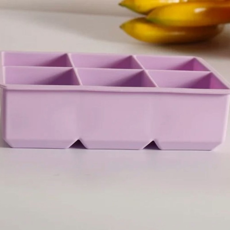 6 Cavity Silicone Ice Cube Tray With Lid Flexible Food Grade Mold 5