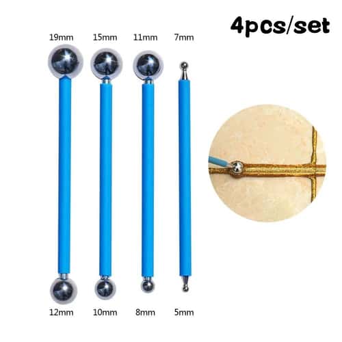 4 Piece Stainless Steel Dotting Tools Set with 8 Ball Stylus Sizes