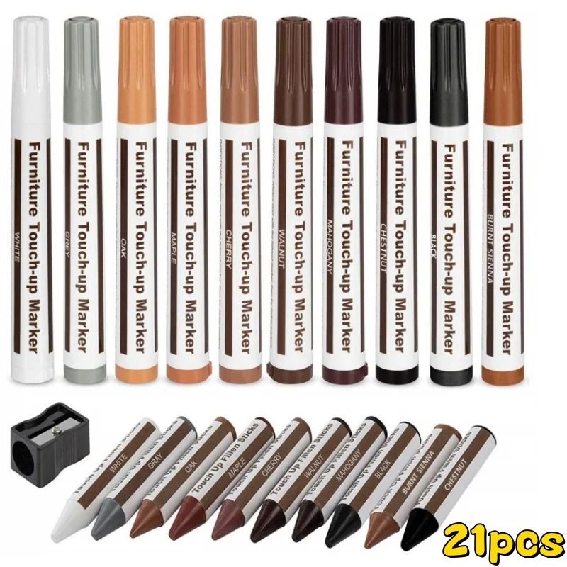 Wood Furniture Repair Kit With Scratch Remover Pens And Wax Sticks 8