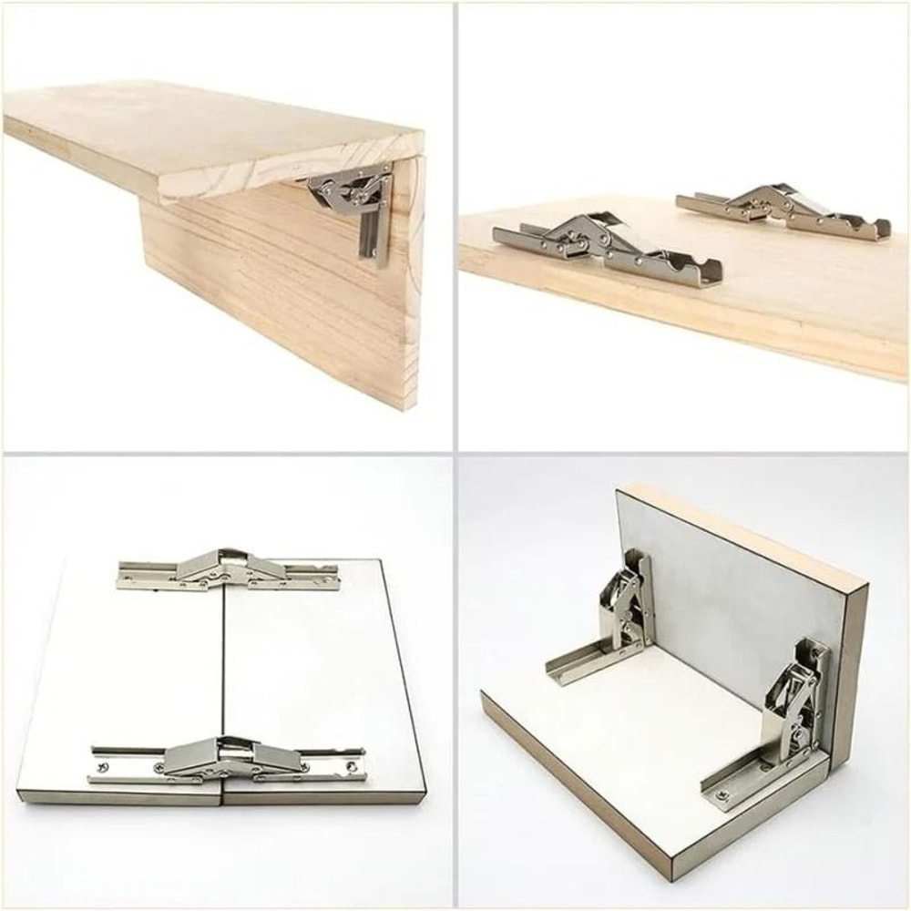 FlexFold 90 Degree Folding Shelf Hinge Set With Hidden Bracket Support 2