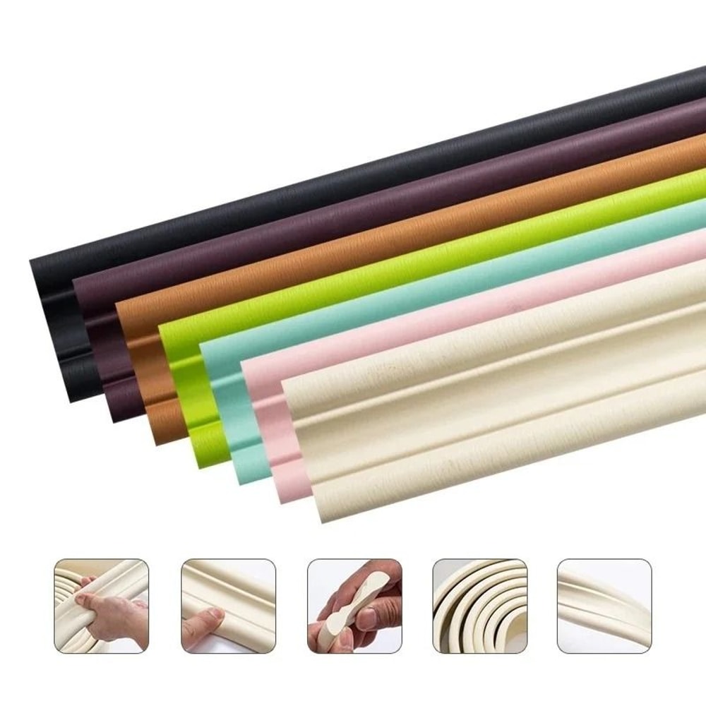 FlexEdge Self Adhesive Wall Trim Strip 5M Soft Skirting And Tile Edge Molding 8