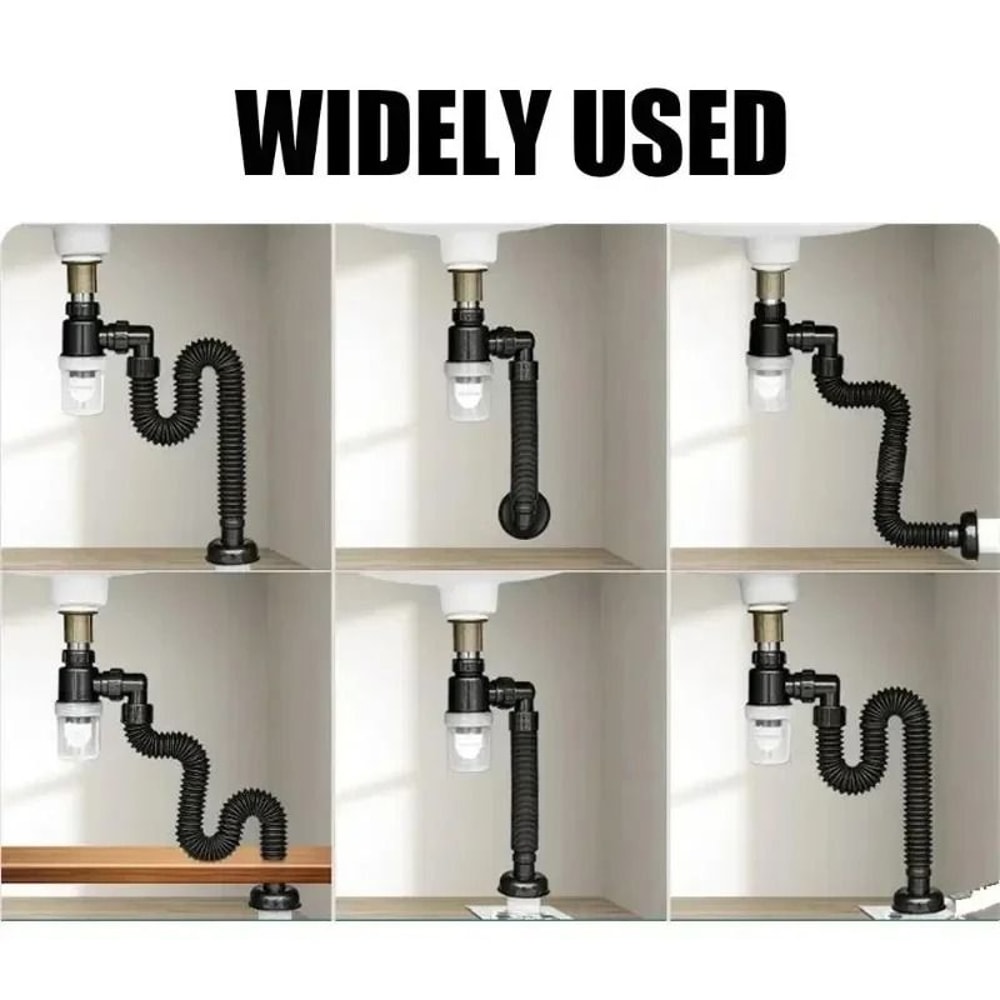 FlexSeal Retractable P Trap Kitchen Sink Drain With Deodorizing Filter 5