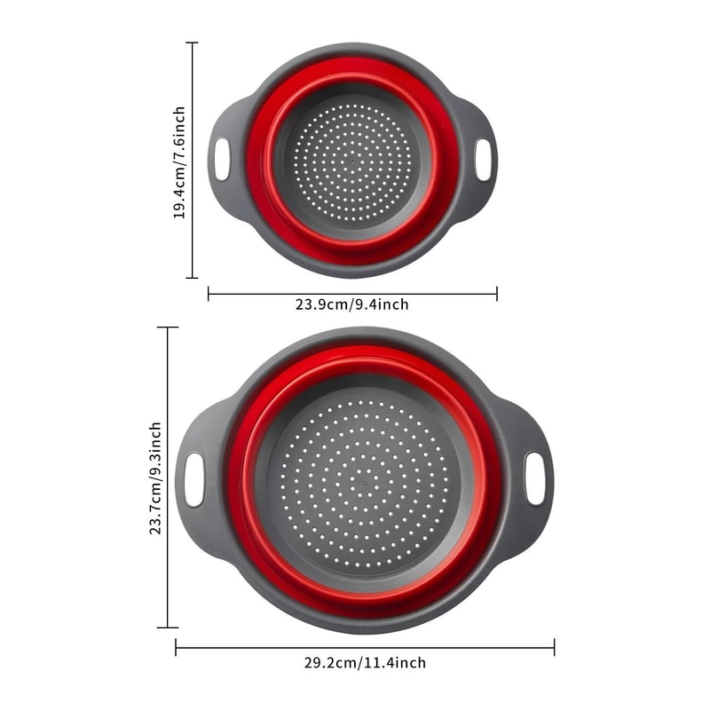 FlexDrain Folding Silicone Colander And Collapsible Drain Basket 8