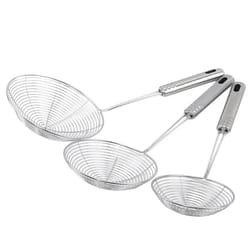 frymaster stainless steel oval skimmer and fine mesh kitchen strainer