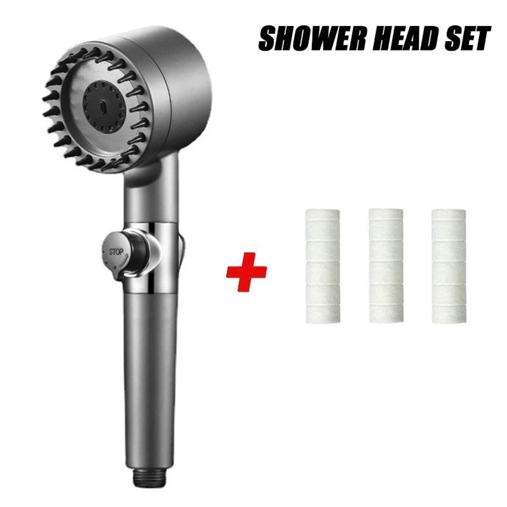 PowerSpa 3 Mode High Pressure Shower Head With Filter And Massage Brush 2