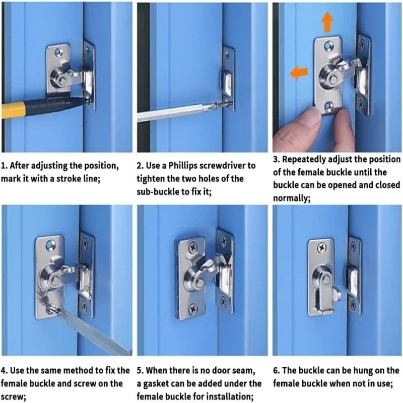 SecureAngle 90 Degree Door Lock Stainless Steel Gate Flip Latch 3
