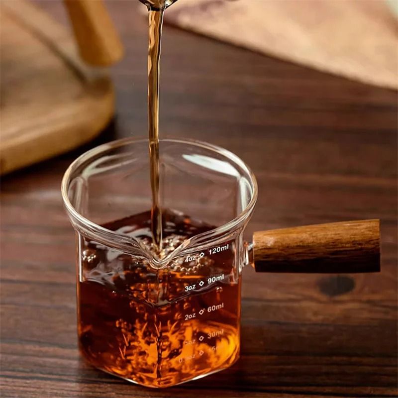 BaristaCraft Espresso Extraction Cup Glass Measuring Cup With Wooden Handle 120ML 4