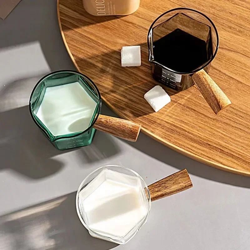 BaristaCraft Espresso Extraction Cup Glass Measuring Cup With Wooden Handle 120ML 5