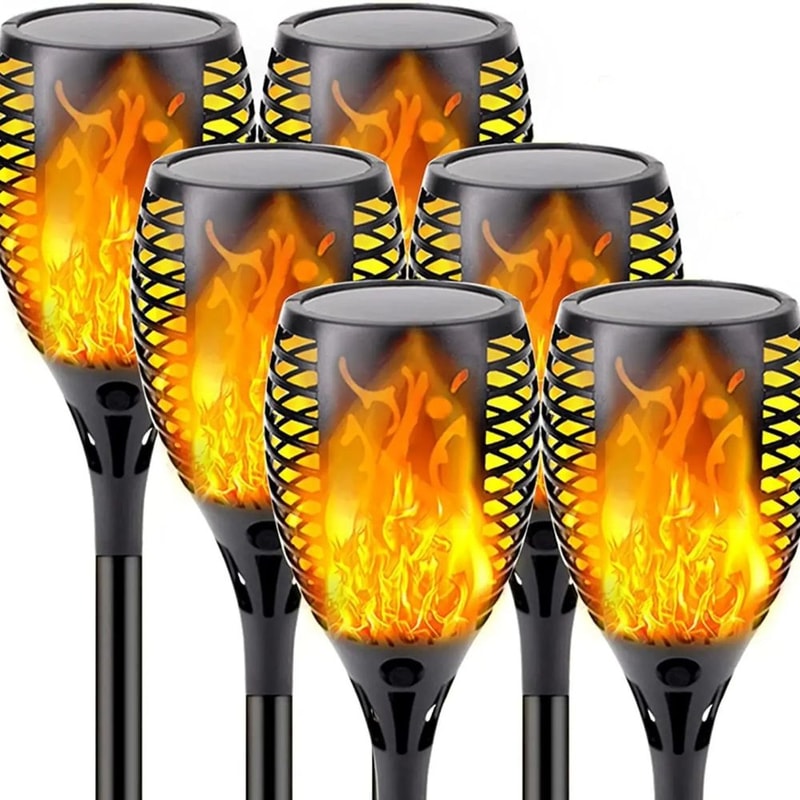GlowFlame Solar Flame Torch Light LED Flickering Waterproof Garden Lamp 1