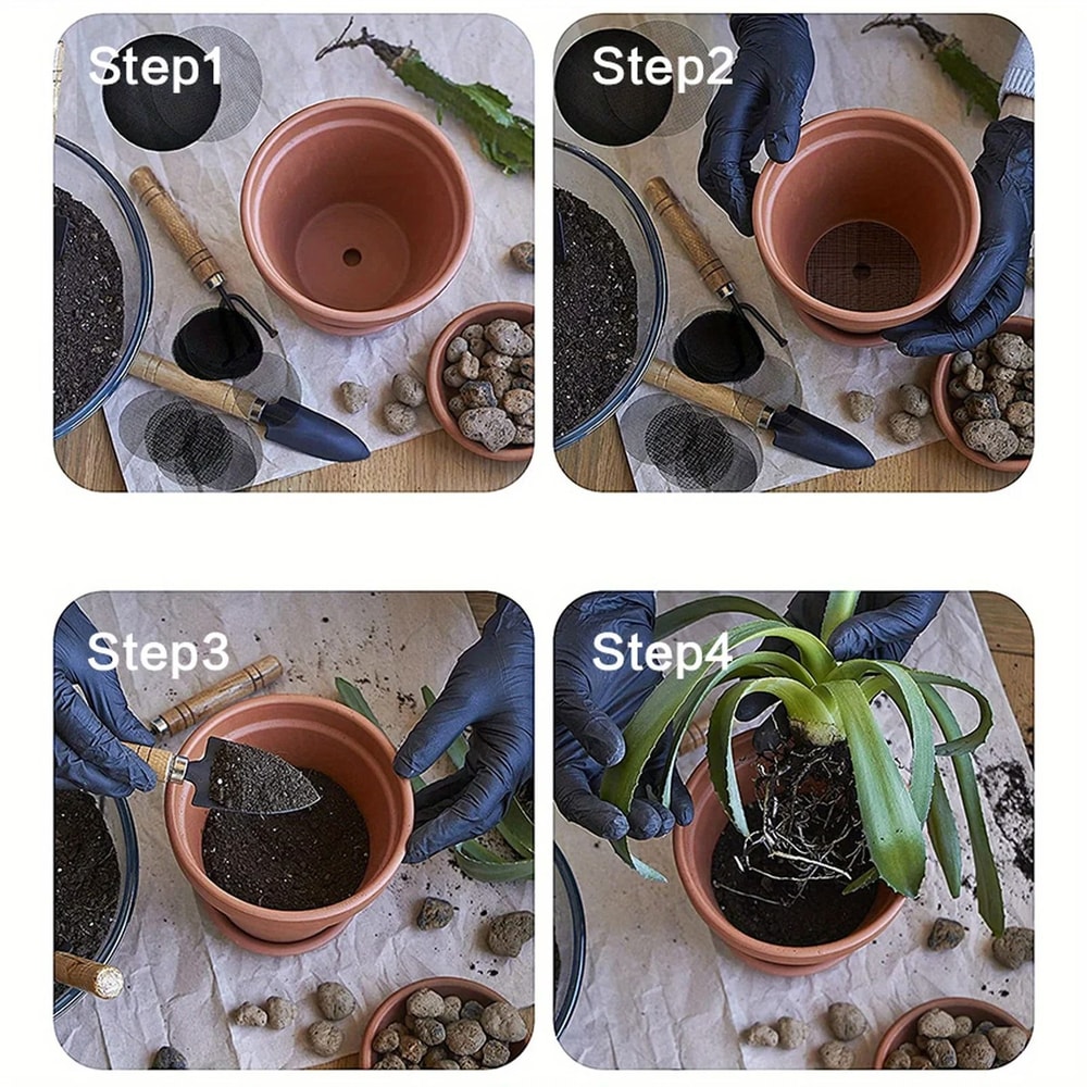 GrowGuard Flower Pot Drainage Mesh Pads Prevent Soil Loss 50 Pack 2