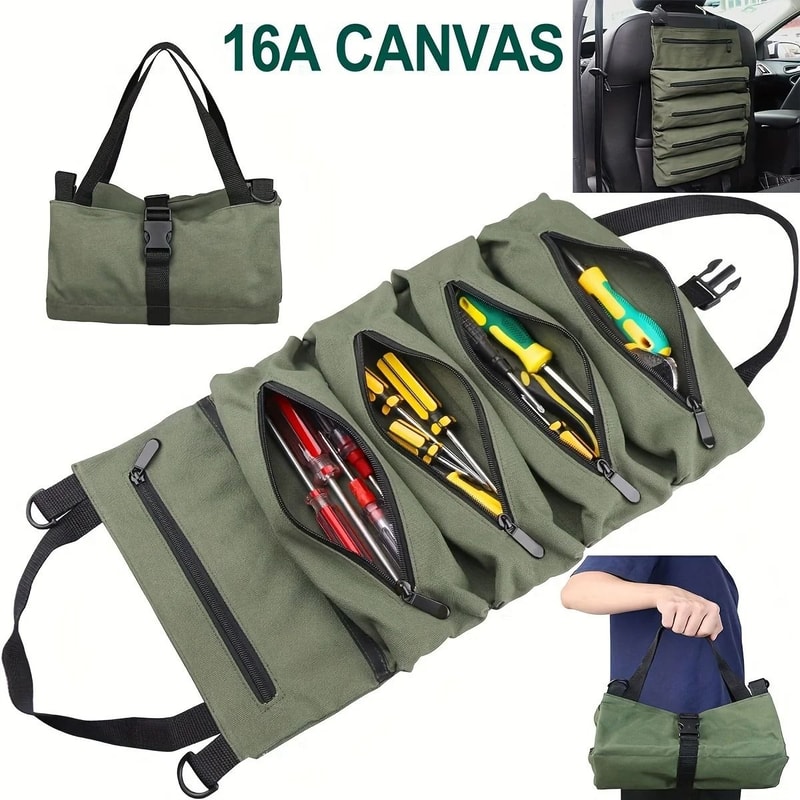 RuggedWrap Roll Up Tool Bag Canvas Wrench Organizer 4
