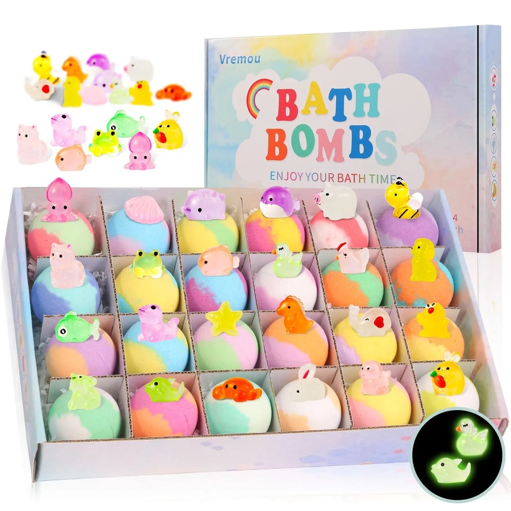MagicFizz Kids Bath Bombs With Surprise Inside 24 Pack Natural Gift Set 0