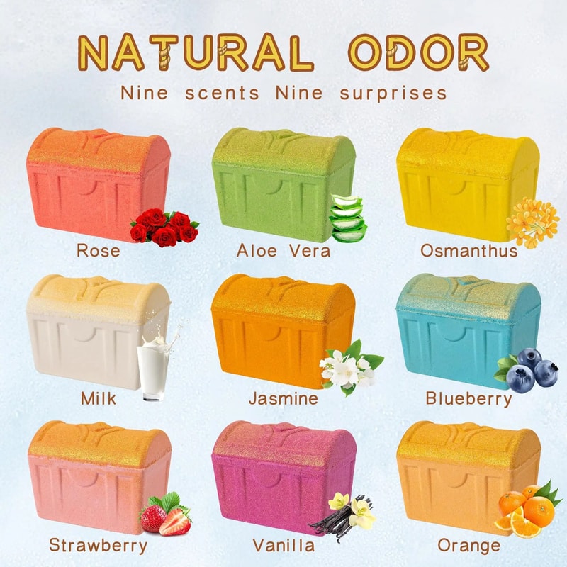 TreasureSplash Kids Bath Bombs With Surprise Toys Inside 9 Pack Gift Set 2