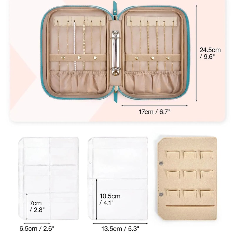 GlamPort Jewelry Travel Organizer Case Transparent Storage Book 6
