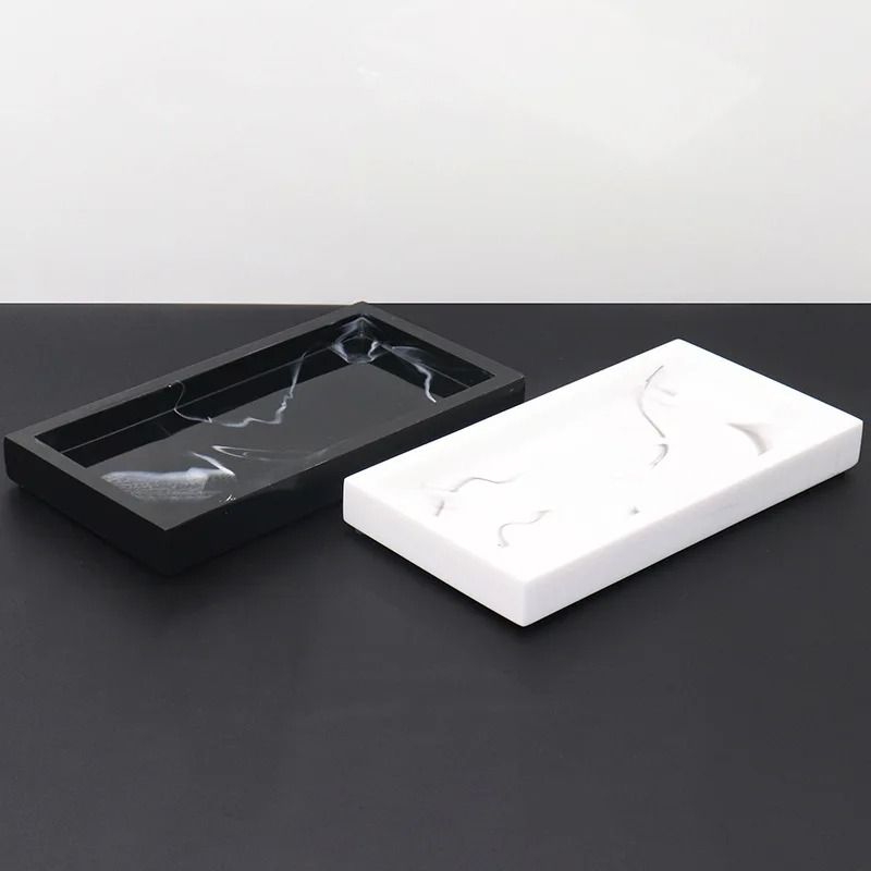 LuxeStone Marble Resin Storage Tray Rectangular Vanity Organizer 10