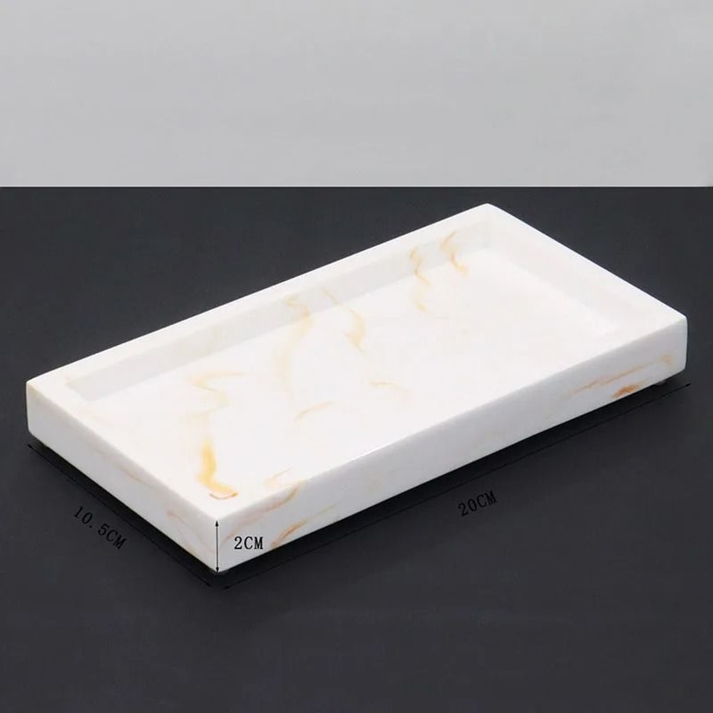 LuxeStone Marble Resin Storage Tray Rectangular Vanity Organizer 12